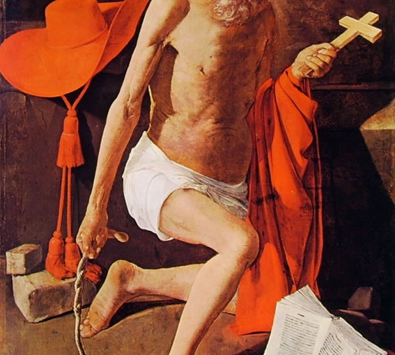 De La Tour: San Gerolamo penitente con cappello cardinalizio, cm. 153 x 106, Nationalmuseum, Stoccolma.